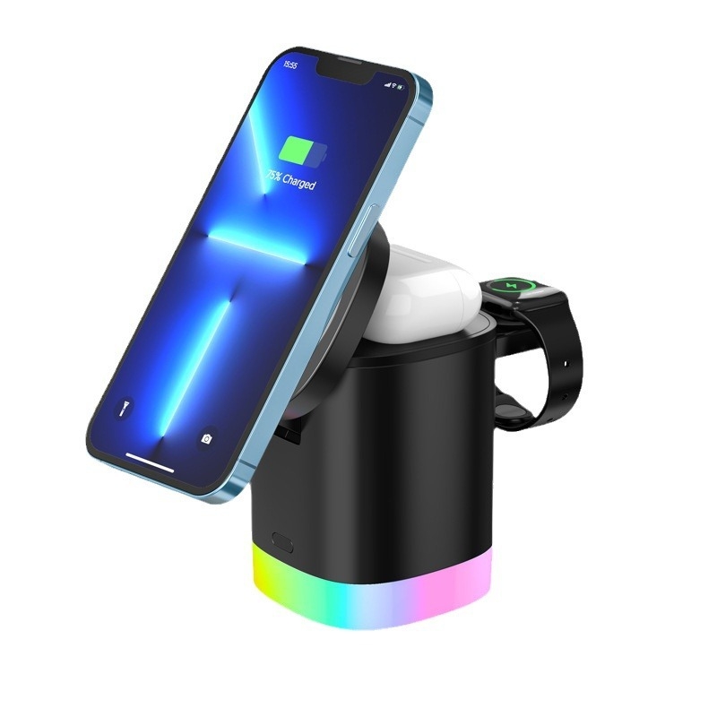 Tri u jednom sklopivi magnetski bežični punjač za stolni PC s MagSafe, maksimalna snaga 15W, USB-C