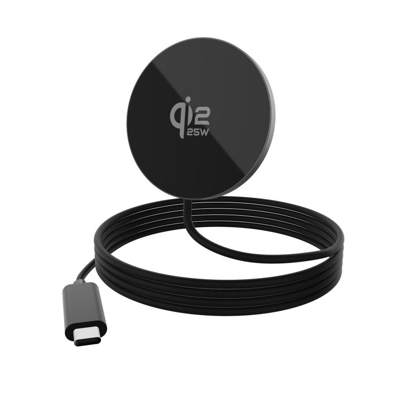 Ultra-tanki bežični punjač 25W od aluminijske legure, Qi 2.2 brzo punjenje magnetskim kabelom, prijenosan