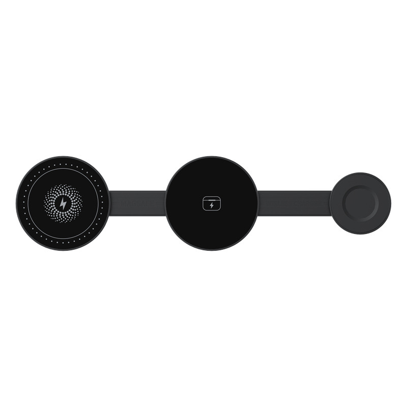 Trostruko bežično stolno punjenje s sklopivim držačem za Apple telefon i slušalice — 5W/7.5W/10W/15W, ukupna snaga 18W, 2.2A izlaz, QC3.0, magnetsko punjenje