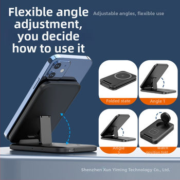 Bezdrôtová nabíjačka 3 v 1 s MagSafe magnetickým nabíjaním, prenosný skladací stojan, QC3.0 rýchle nabíjanie, max. výstup 15W