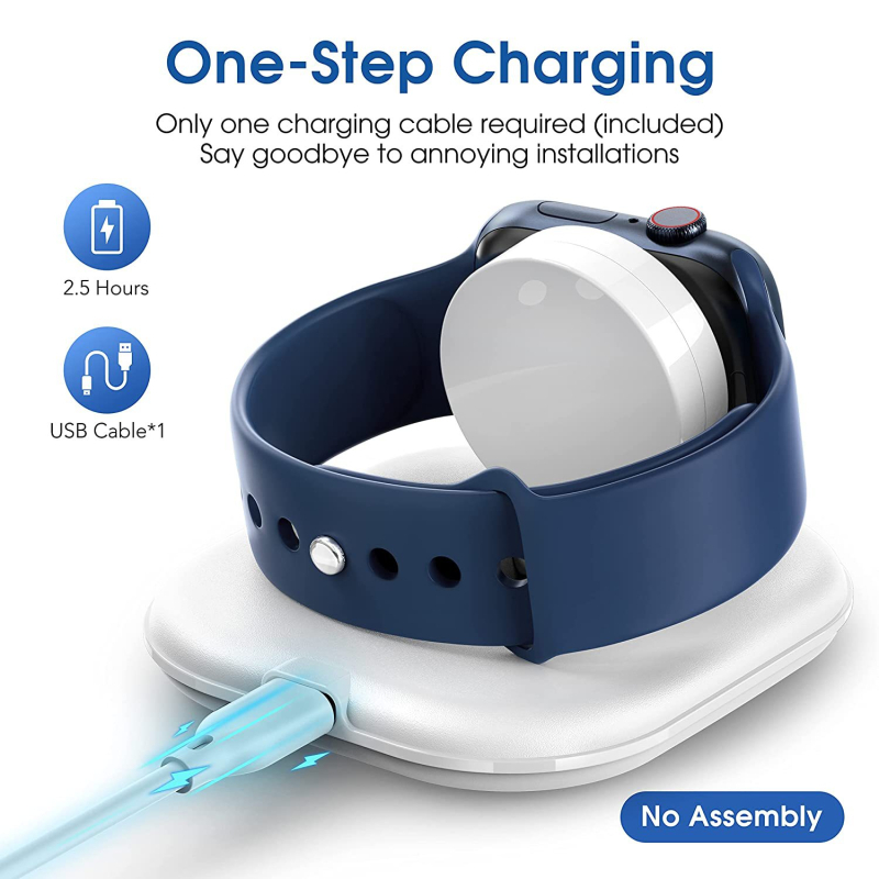 iWpeng stojan na nabíjanie Apple Watch s PD a magnetickým nabíjaním — celkový výkon 5W, výstupný výkon 2.5W, výstupný prúd 0.5A