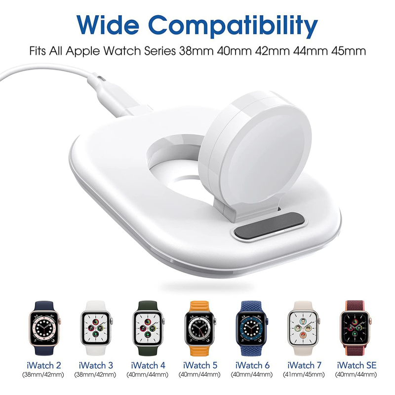 iWpeng stojan na nabíjanie Apple Watch s PD a magnetickým nabíjaním — celkový výkon 5W, výstupný výkon 2.5W, výstupný prúd 0.5A