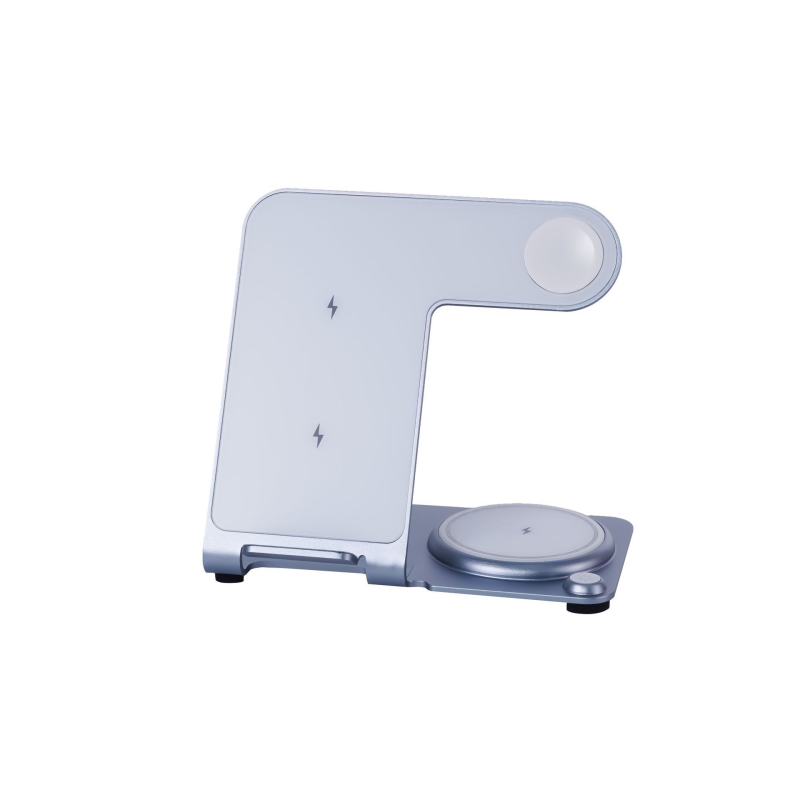 Bežični punjač 3 u 1, uspravni stolni držač, dvostruke zavojnice brzo punjenje, 15W QC3.0