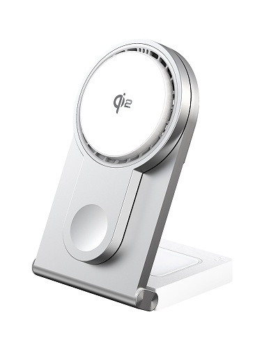 3 v 1 Bezdrôtová nabíjacia stojan s účinným odvádzaním tepla pre iPhone, Apple Watch a AirPods; max. 15W výstup; magnetické nabíjanie; QC4.0 protokol; skladací prenosný dizajn