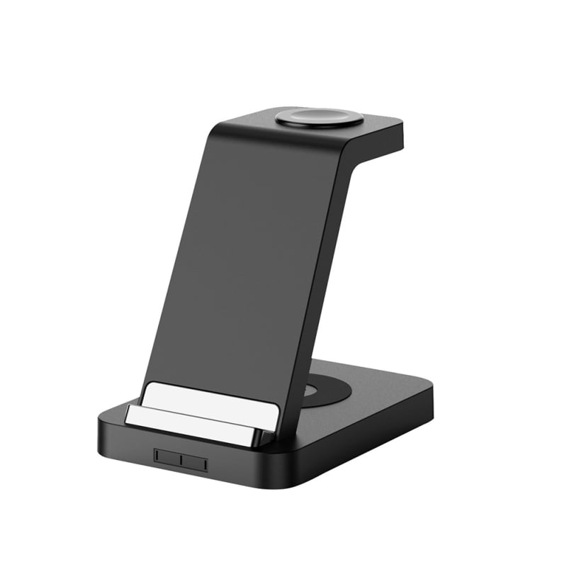 3-u-1 bežični stalk za punjenje sata i telefona, uspravni dizajn, 15W brzo punjenje, QC3.0, 3A, ABS+PC protuklizni silikon