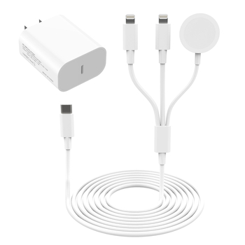 Brzo zidno punjenje za iPhone 14 i Apple Watch – QC2.0, 30W, 1 izlaz, uključuje 2 data kabela
