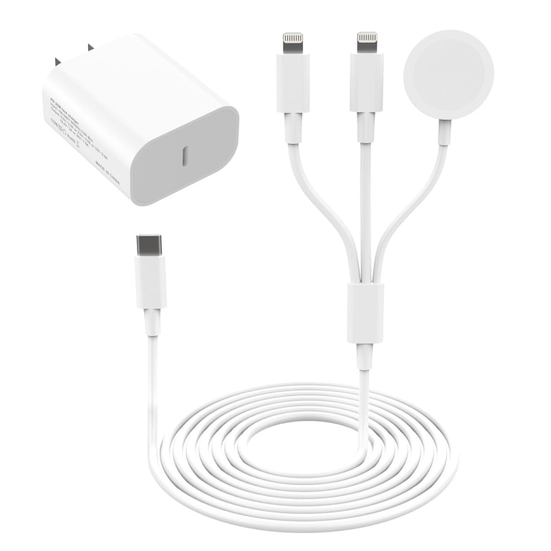 Brzo zidno punjenje za iPhone 14 i Apple Watch – QC2.0, 30W, 1 izlaz, uključuje 2 data kabela