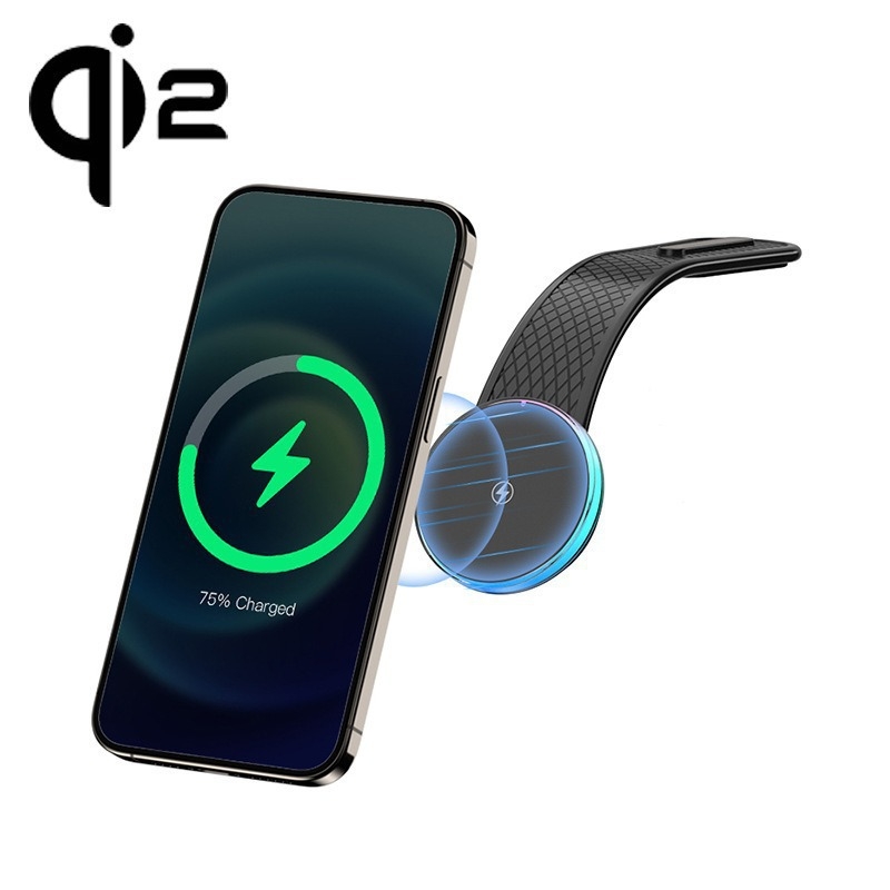 Autóba szerelhető vezeték nélküli töltő Qi2-vel, erős mágneses rögzítés, összecsukható telefon-tartó, 15W QC3.0