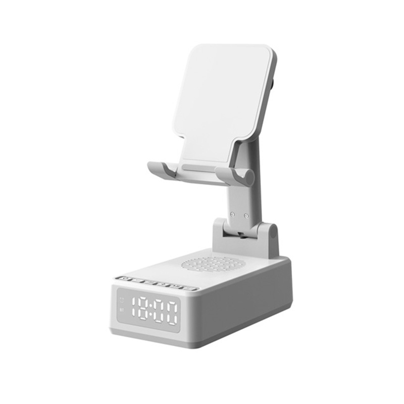 Suport pentru telefon pliabil 3 în 1 cu încărcător wireless 15W, difuzor Bluetooth, ceas de alarmă și zgomot alb pentru somn