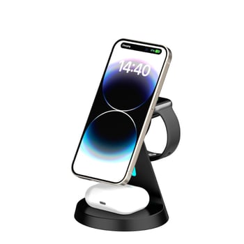 3-u-1 bežični magnetski brzo punjač za iPhone 12, mobitel, slušalice i sat