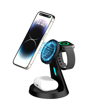 3-u-1 bežični magnetski brzo punjač za iPhone 12, mobitel, slušalice i sat
