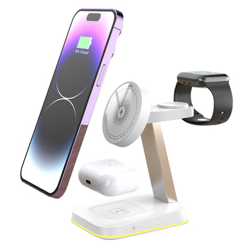Magnetsko bežično punjenje s noćnom lampom i stolnim držačem za Apple uređaje, QC3.0, 15W, 3A