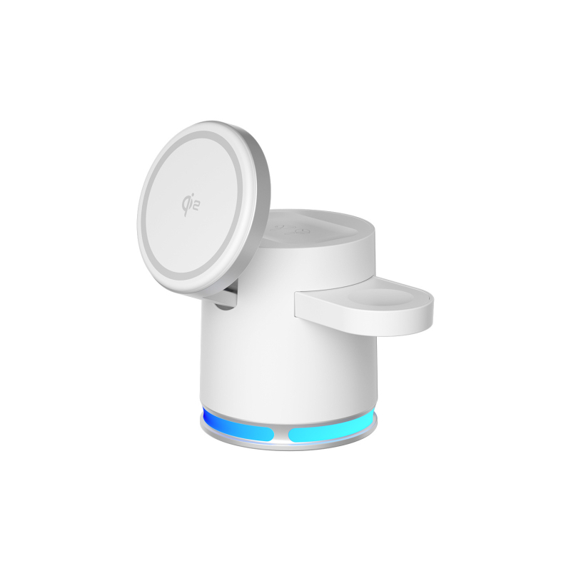 3-u-1 bežični punjač s MagSafe za telefon, slušalice i sat, stolno RGB osvjetljenje
