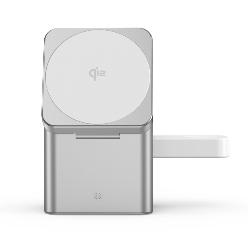 Qi2 certifikovaný magnetický bezdrôtový nabíjač pre tri zariadenia – konštrukcia z hliníkovej zliatiny a skla, 15W rýchle nabíjanie, PD protokol