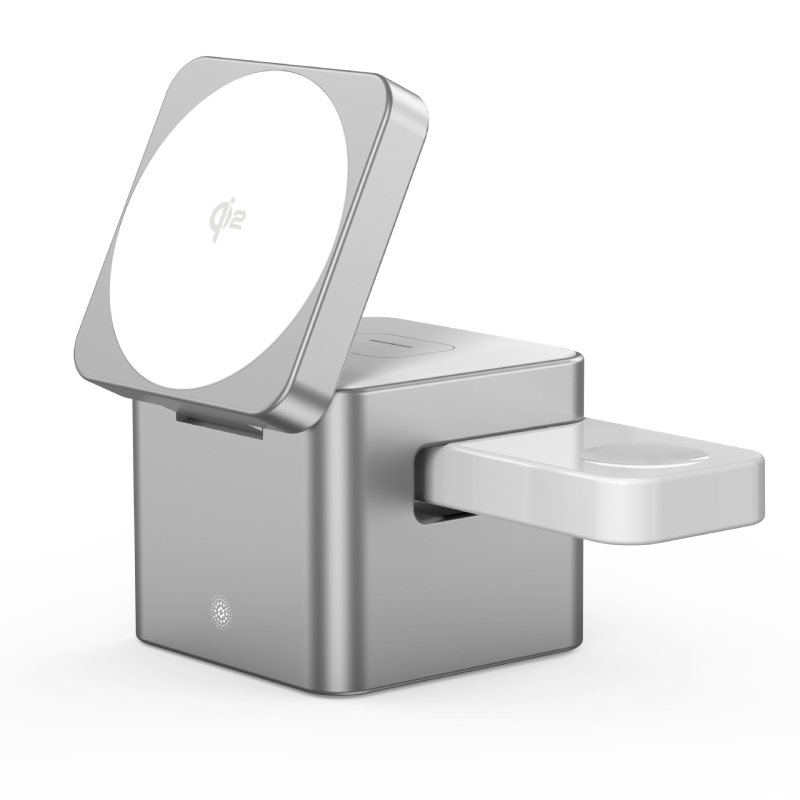 Qi2 certifikovaný magnetický bezdrôtový nabíjač pre tri zariadenia – konštrukcia z hliníkovej zliatiny a skla, 15W rýchle nabíjanie, PD protokol