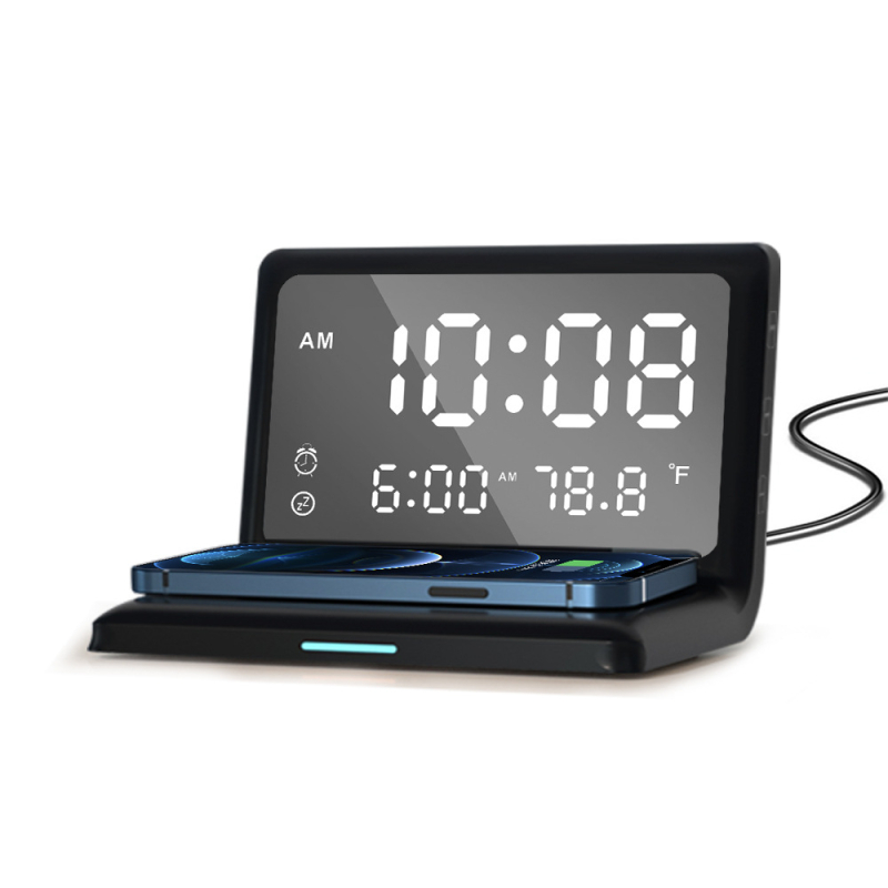 Ασύρματο φορτιστή ρολογιού με ξυπνητήρι, τρία σε ένα, Qi γρήγορη φόρτιση έως 15W, συμβατό με Apple