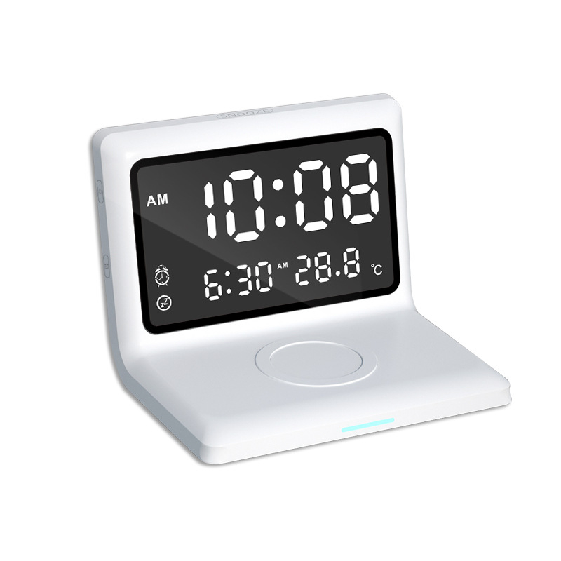 Ασύρματο φορτιστή ρολογιού με ξυπνητήρι, τρία σε ένα, Qi γρήγορη φόρτιση έως 15W, συμβατό με Apple