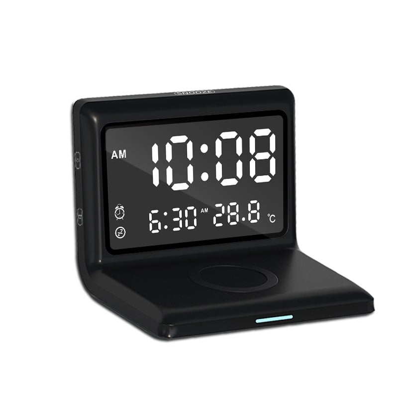 Ασύρματο φορτιστή ρολογιού με ξυπνητήρι, τρία σε ένα, Qi γρήγορη φόρτιση έως 15W, συμβατό με Apple