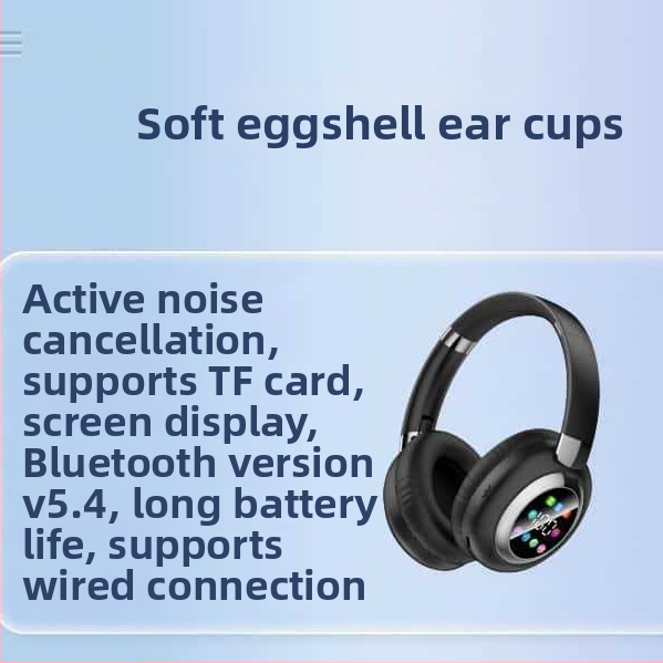 Bezdrôtový Bluetooth náhlavný set s displejom – pre kancelársku hudbu, dosah 10 m, Bluetooth 5.4, výdrž batérie viac než 8 hodín, stereo zvuk
