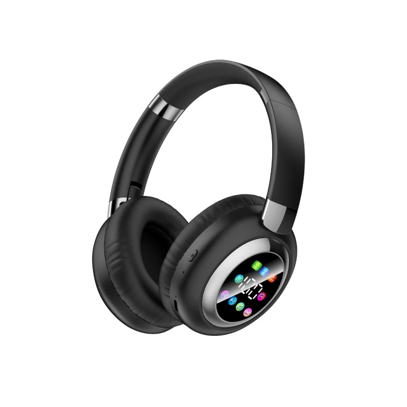 Headset Bluetooth pentru cap cu ecran – wireless pentru birou și muzică, rază de acțiune 10 m, Bluetooth 5.4, autonomie baterie peste 8 ore, sunet stereo