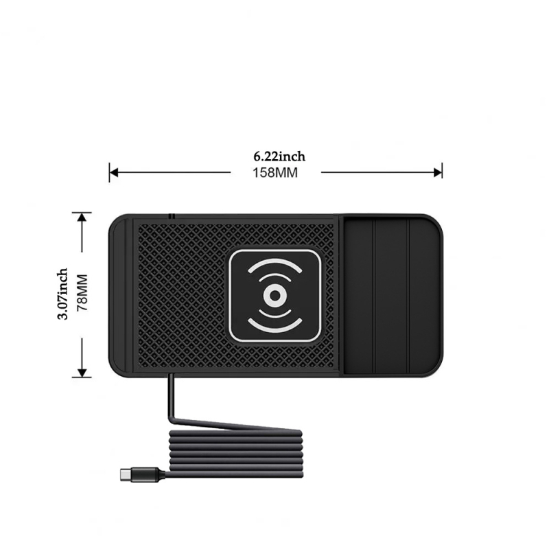 Încărcător wireless pentru mașină – Qi 15W încărcare rapidă, anti-derapant, suport auto, 2A ieșire