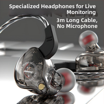 Drôtové slúchadlá pre monitorovanie pre streamery, vyhradený monitor do uší s počítačovou zvukovou kartou, 3,5 mm, 20–20000 Hz, 16 Ω