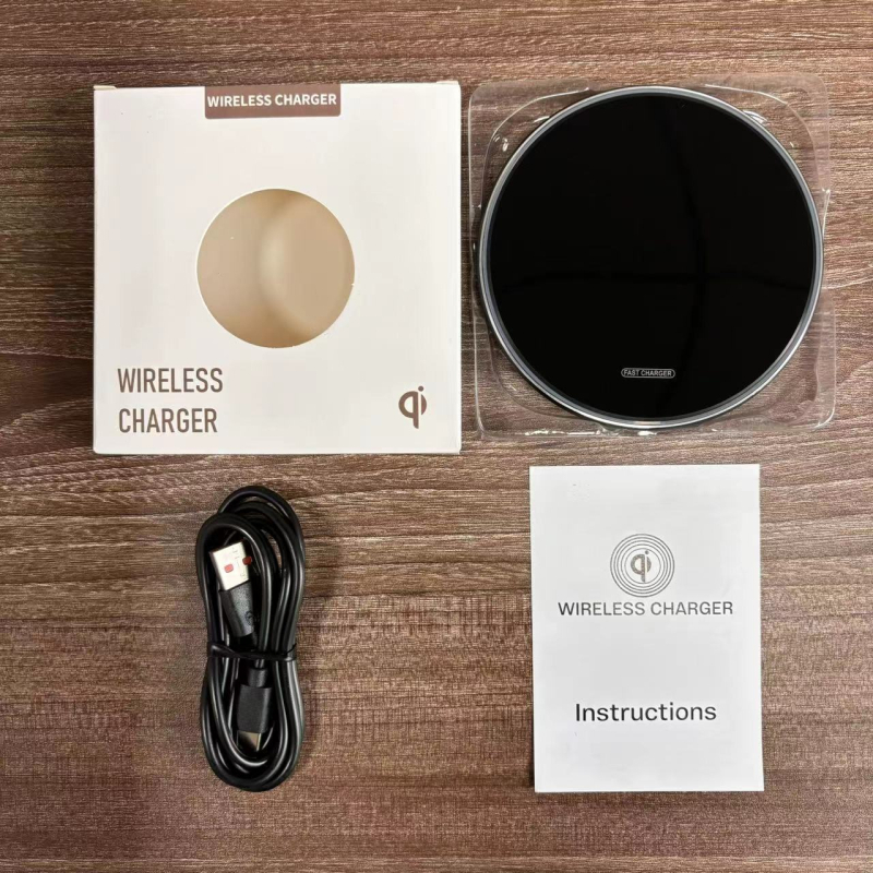 Încărcător wireless de birou circular, cu finisaj oglindă și lumină pulsantă, până la 15W, suport QC3.0/4.0 și PD 20W/35W