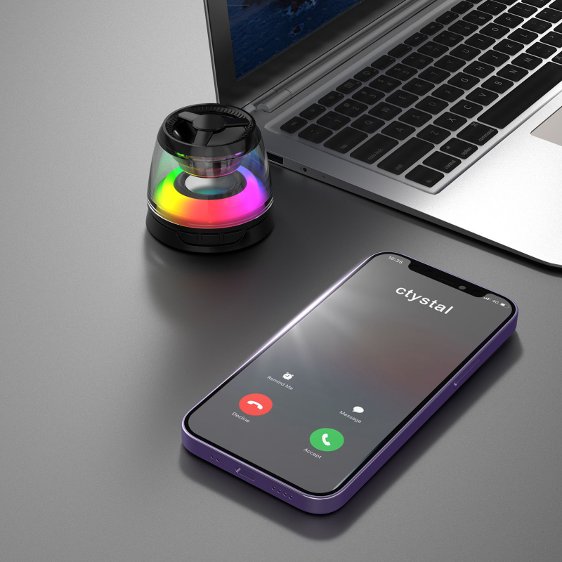 Bluetooth zvučnik s bežičnim i magnetskim punjenjem, RGB ambijentalno svjetlo za stolnu radnu površinu, Qi 15W, CE certificirano
