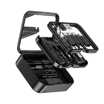 Încărcător wireless magnetic pătrat 15W cu adaptor pentru cablu de date, set 10-în-1, compatibil Apple și Android (Qi)