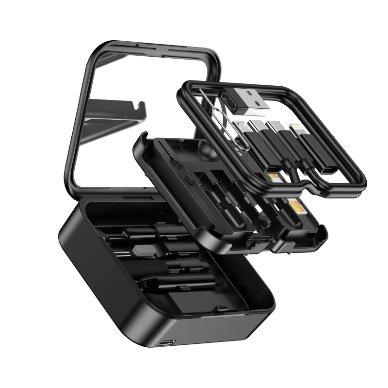 Încărcător wireless magnetic pătrat 15W cu adaptor pentru cablu de date, set 10-în-1, compatibil Apple și Android (Qi)