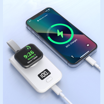 Prijenosni magnetni bežični punjač za Apple Watch uz power banku, digitalni prikaz, ukupna snaga 7W, maksimalna izlazna snaga 5W, podržava magnetsko punjenje i brzo punjenje