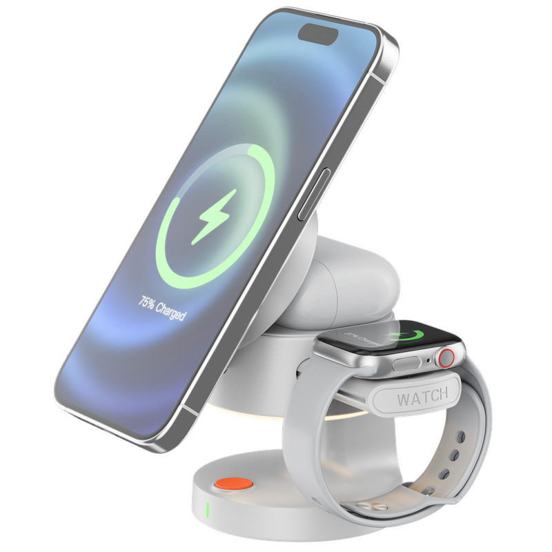 4-u-1 sklopivi bežični stolni punjač za Apple uređaje, magnetsko punjenje, Qi brzo punjenje (5W/7.5W/10W/15W)