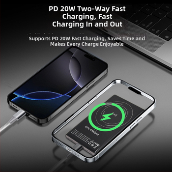 Bezdrôtová power banka 5000mAh s magnetickým MagSafe, bezdrôtové nabíjanie 15W, PD 20W rýchle nabíjanie, výstup 3A