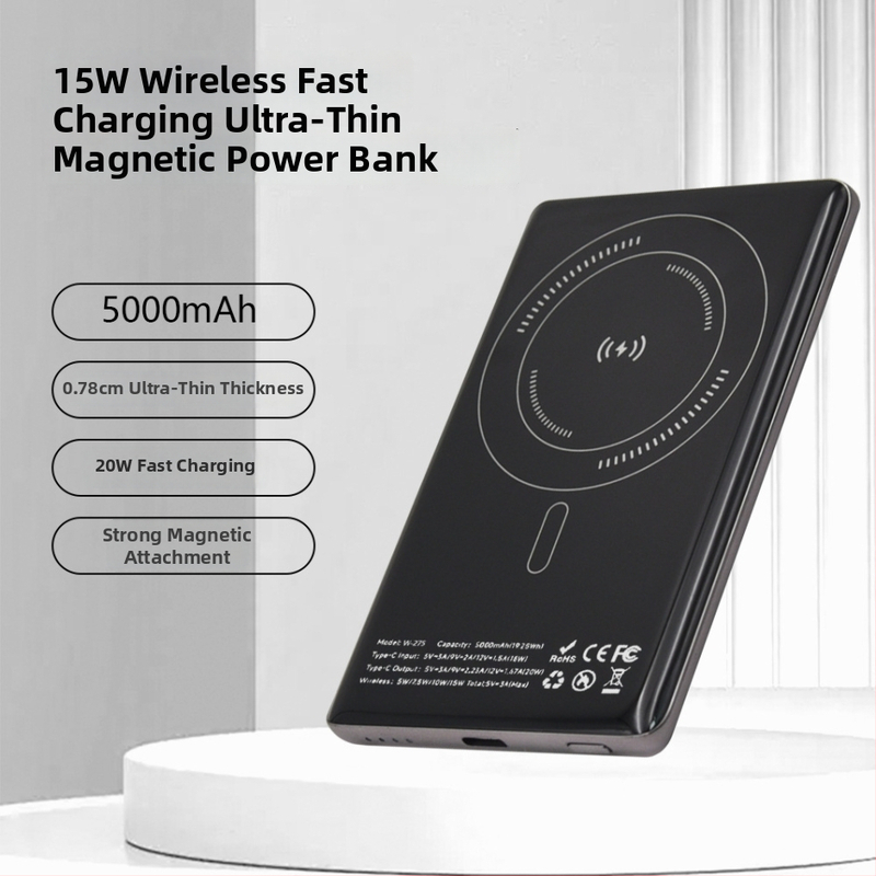 Bezdrôtová power banka 5000mAh s magnetickým MagSafe, bezdrôtové nabíjanie 15W, PD 20W rýchle nabíjanie, výstup 3A