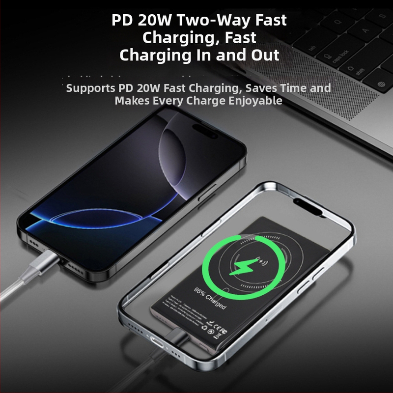 Bezdrôtová power banka 5000mAh s magnetickým MagSafe, bezdrôtové nabíjanie 15W, PD 20W rýchle nabíjanie, výstup 3A