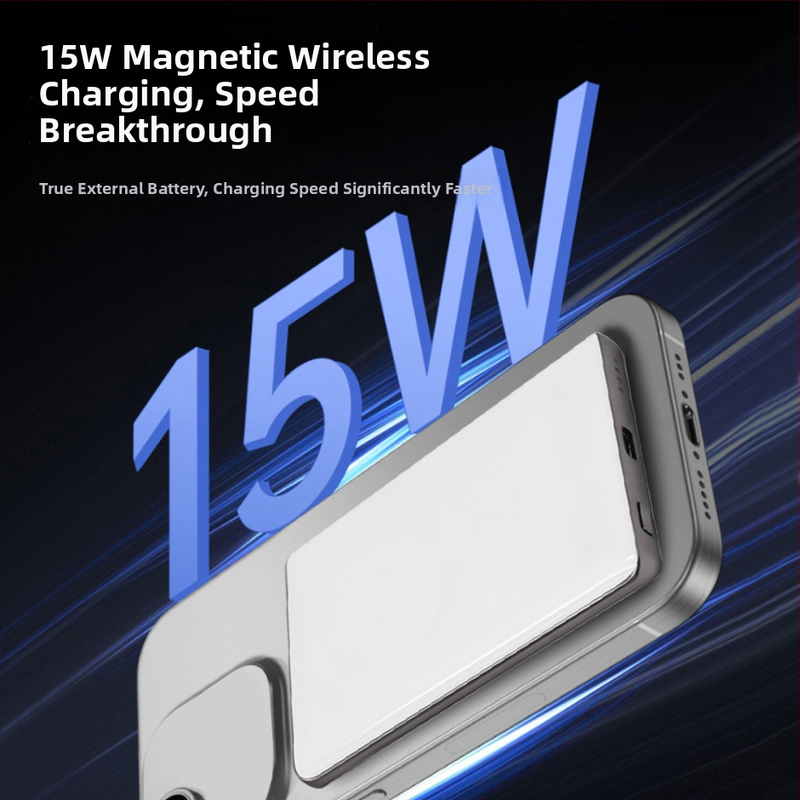 Bezdrôtová power banka 5000mAh s magnetickým MagSafe, bezdrôtové nabíjanie 15W, PD 20W rýchle nabíjanie, výstup 3A