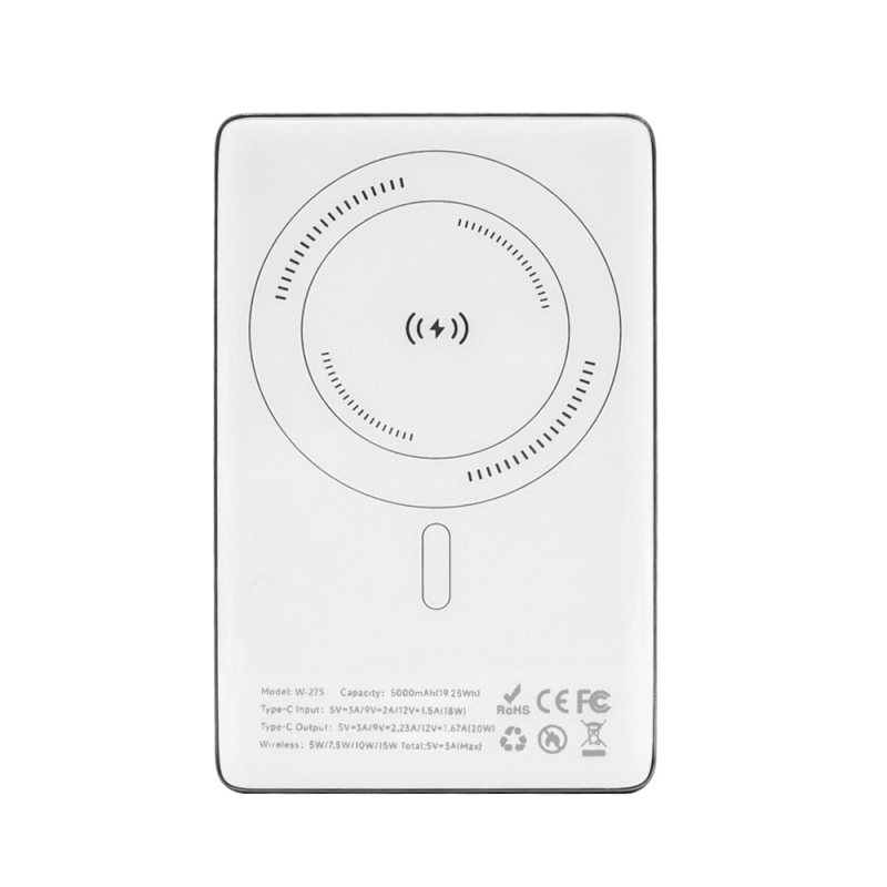 Bezdrôtová power banka 5000mAh s magnetickým MagSafe, bezdrôtové nabíjanie 15W, PD 20W rýchle nabíjanie, výstup 3A