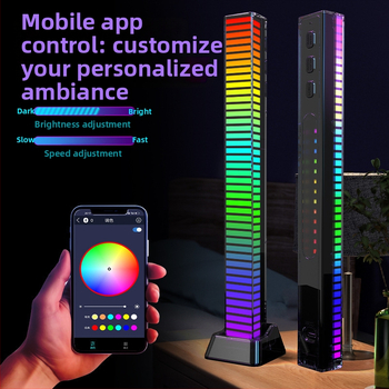 3D RGB skaņu aktivizēta gaisma, balsu vadība, spirālveida PVC vāciņš, Type-C uzlāde