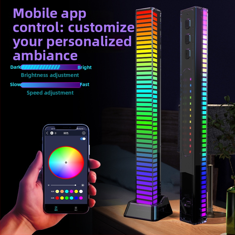 3D RGB skaņu aktivizēta gaisma, balsu vadība, spirālveida PVC vāciņš, Type-C uzlāde