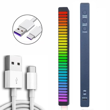 Rektangulāra RGB LED telpiskā gaisma ar balss vadību un mūzikas ritmu, USB barošana