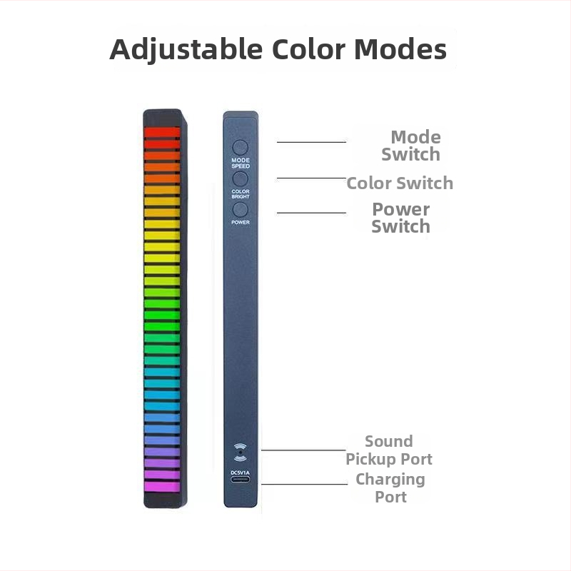Rektangulāra RGB LED telpiskā gaisma ar balss vadību un mūzikas ritmu, USB barošana