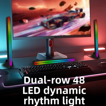 Ritmiska telpas gaisma ar skaņas reaģiju automašīnas iekšienē un darbvirsētā, vadība lietotnē, Type-C barošana, gudra gaisma