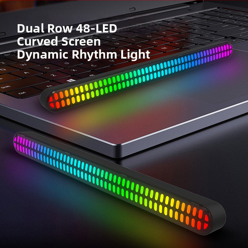 Ritmiska telpas gaisma ar skaņas reaģiju automašīnas iekšienē un darbvirsētā, vadība lietotnē, Type-C barošana, gudra gaisma