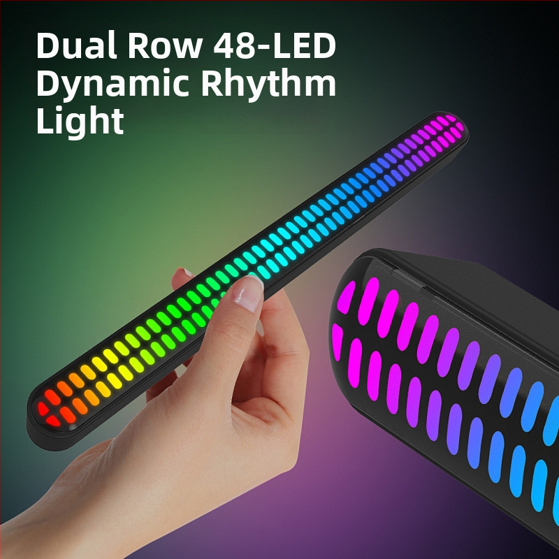 Ritmiska telpas gaisma ar skaņas reaģiju automašīnas iekšienē un darbvirsētā, vadība lietotnē, Type-C barošana, gudra gaisma