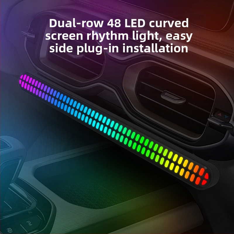 Ritmiska telpas gaisma ar skaņas reaģiju automašīnas iekšienē un darbvirsētā, vadība lietotnē, Type-C barošana, gudra gaisma