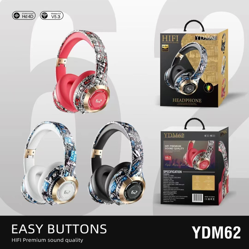 YDM62 Căști Bluetooth cu prindere pe cap, wireless, Bluetooth 5.3, rază de 10 m, baterie 4–8 h, rezistente la apă pentru uz zilnic