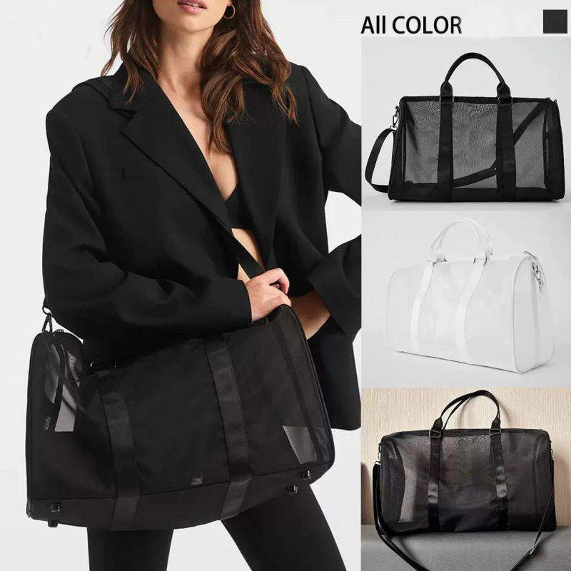 Átlátszó hálós utazótáska, 20–35L kapacitás, váll- és keresztpánttal, jóga, edzés és szabadtéri sportokhoz