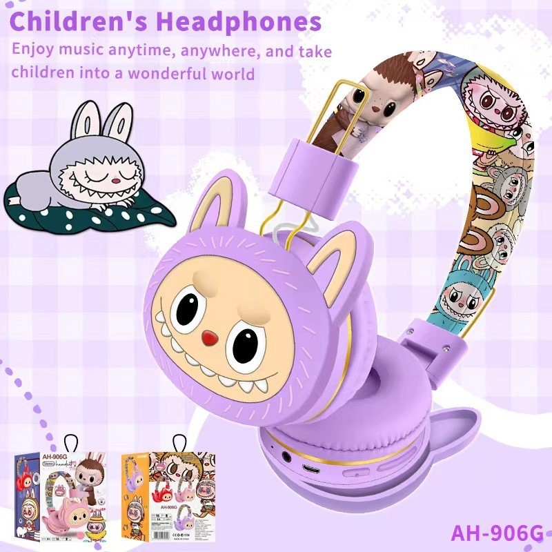 AH-906G Παιδικά Bluetooth Ακουστικά – Καρτούν σχέδιο, Αναδιπλώσιμα, τύπος με ιμάντα κεφαλής; Bluetooth 5.0, φωνητικός έλεγχος, υποστήριξη μουσικής, μπαταρία 4–8 ώρες