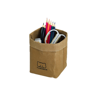 Unutarnja viseća torba za pohranu u automobilu od Kraft papira, vodootporna, s držačem za čaše i košem za smeće (Cotton Road, Kraft Paper Storage Bucket, japanski stil)