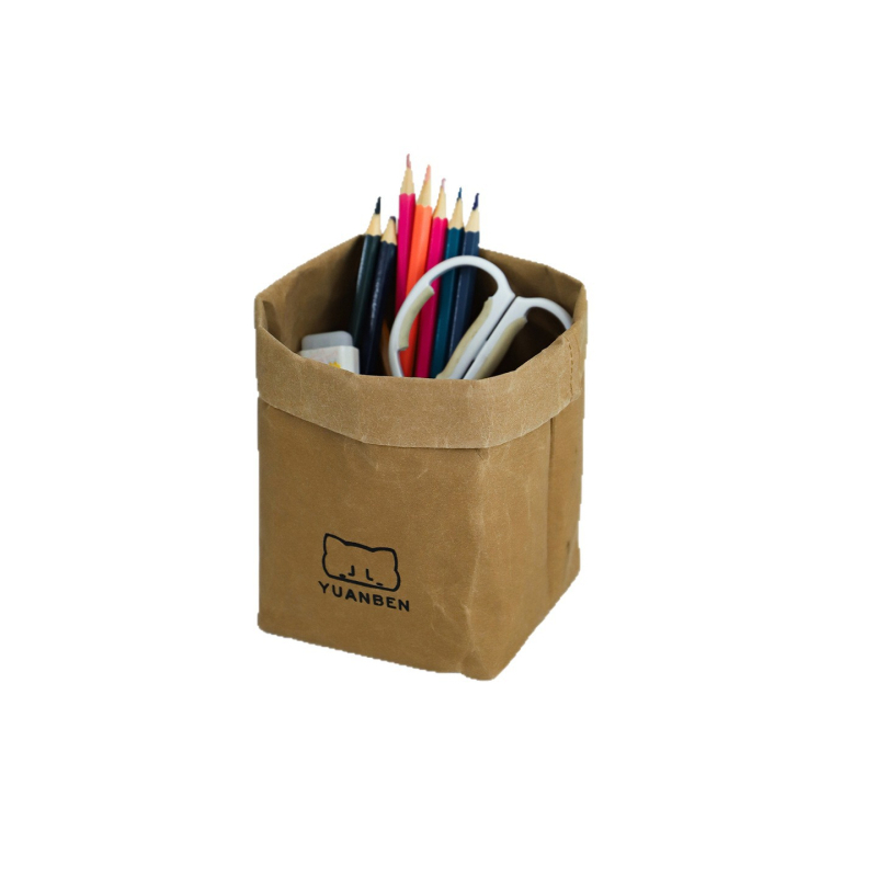 Unutarnja viseća torba za pohranu u automobilu od Kraft papira, vodootporna, s držačem za čaše i košem za smeće (Cotton Road, Kraft Paper Storage Bucket, japanski stil)